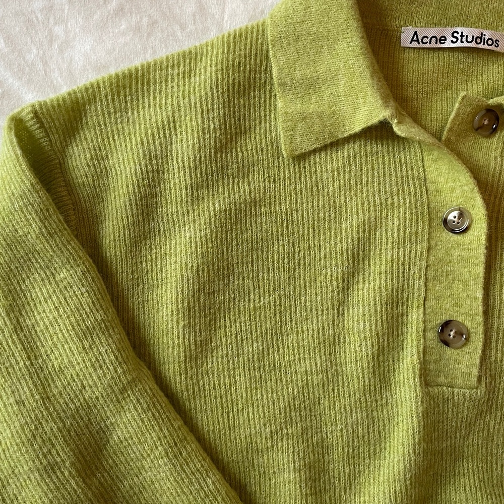Acne Studios Lime Green Polo Knit Cardigan - Picture 4 of 5